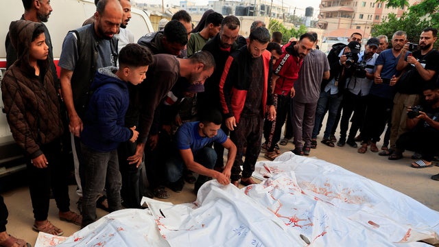 Aftermath of what the Gaza health ministry say was Israeli fire near a distribution site in Rafah 